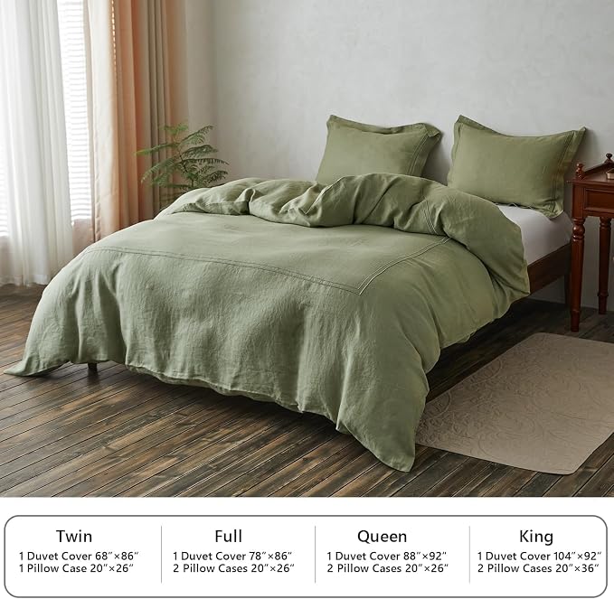 Simple&Opulence 100% Washed Linen Duvet Cover Set 104"x92" - Image 7