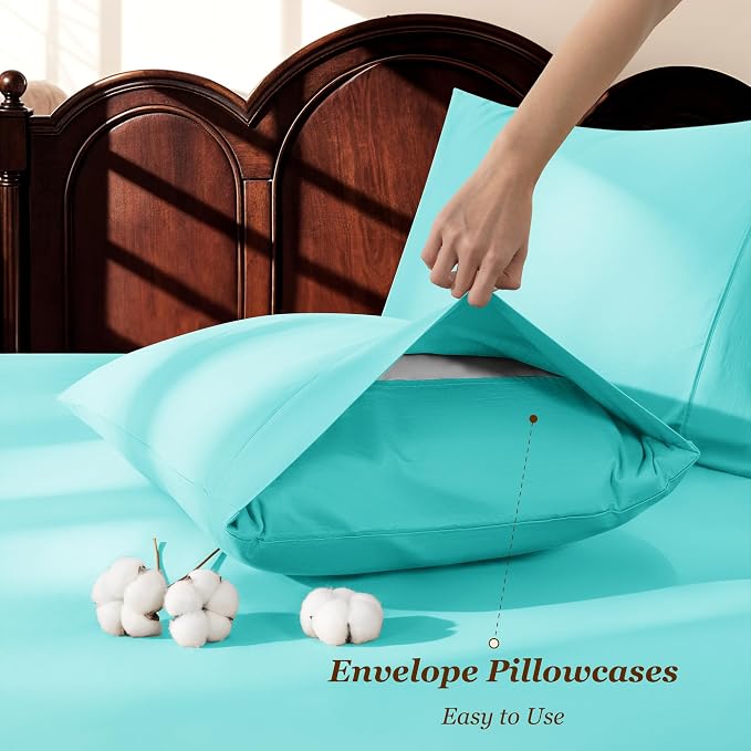 LBRO2M 1000 Thread Count 100% Egyptian Cotton Sheets Set, Full Size Bed Sheet 4 - Image 6