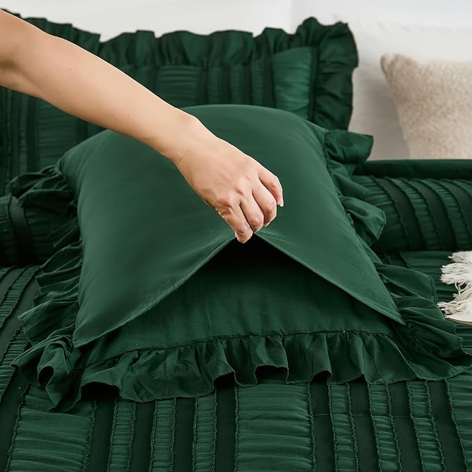 WONGS BEDDING King Size Comforter, Christmas Emerald Green Boho Comforter Set - Image 8