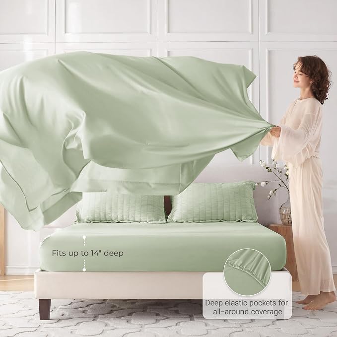 MUXHOMO 7 Pieces Queen Comforter Set, Seersucker Bed in a Bag Queen Size - Image 3