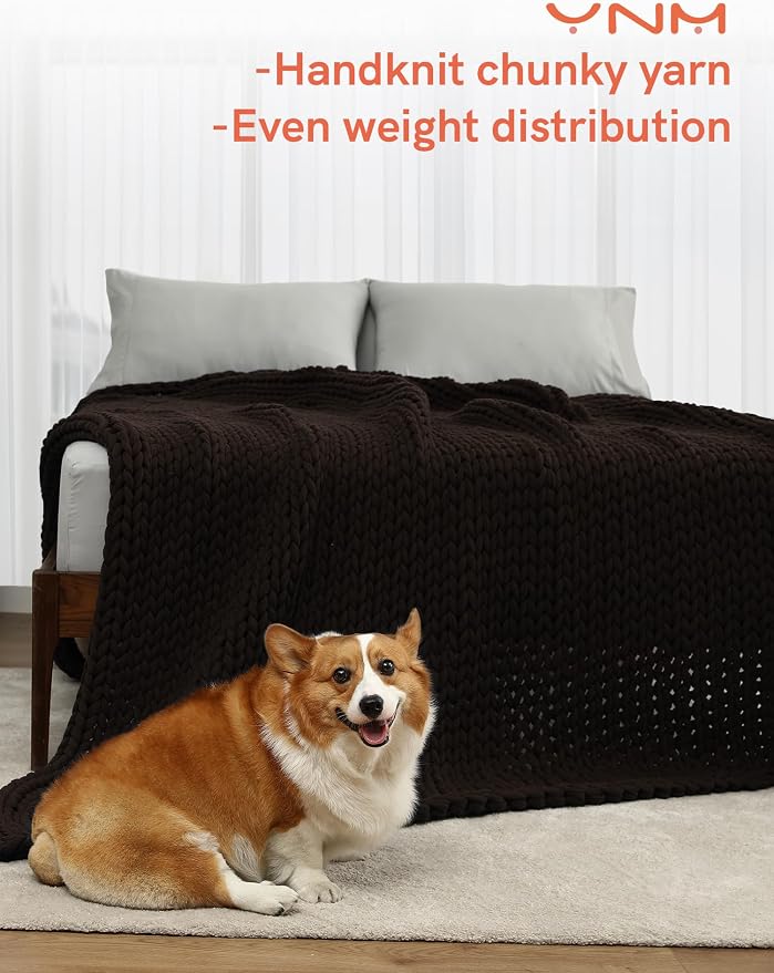 YnM Cotton Weighted Blanket, Handmade Chunky Knitted Design, Soft and Cozy - Image 2