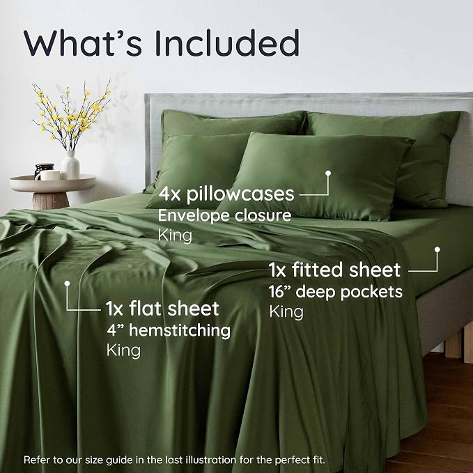 Bambaw 100% Viscose Derived from Bamboo Sheets King Size Set – 6pcs Set of - Image 2