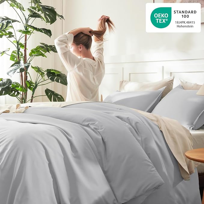 Litanika Oversized King Comforters Light Grey Super King Plus Size, 3 Pieces - Image 4