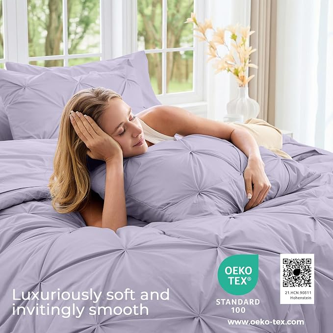 Sasttie Full Size Comforter Set, 7-Piece Bed in a Bag, Pintuck Bedding Sets - Image 3