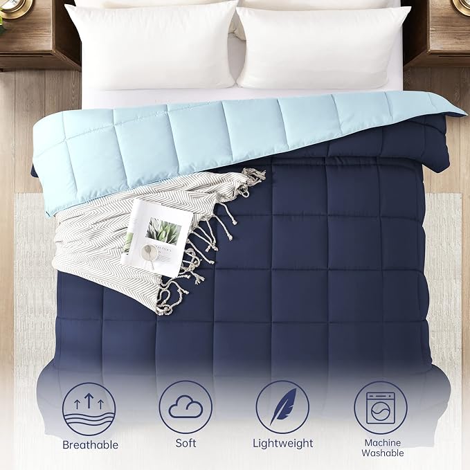 Homelike Moment Twin Comforter Duvet Insert- Blue Down Alternative Bed - Image 5
