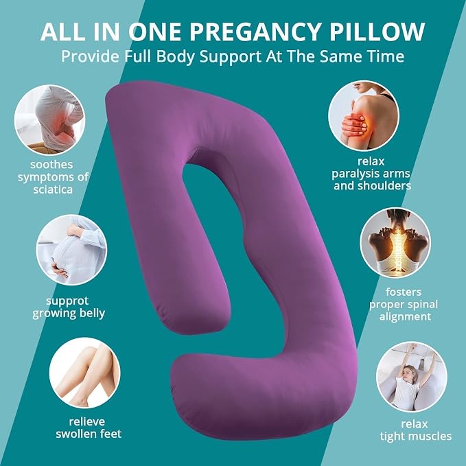 Sasttie Pregnancy Pillows for Sleeping, U Shaped Cooling Full Body Pillow - Image 6