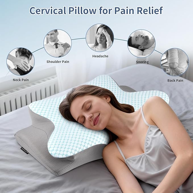 Cervical Neck Pillow for Pain Relief, Memory Foam Contour Orthopedic Pillow - Image 2
