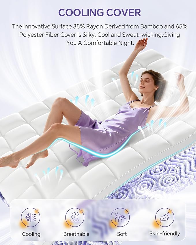 ChiXpace Dual Layer 5 Inch Memory Foam Mattress Topper King - Image 5