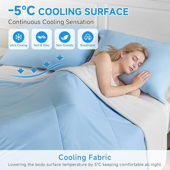 HOMFINE Cooling Comforter Japanese Double-Sided Arc-Chill Cold Tech Fabric - Image 2