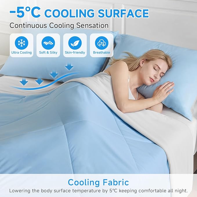 HOMFINE Cooling Comforter Japanese Double-Sided Cold Tech Fabric Cooling Blanket - Image 2