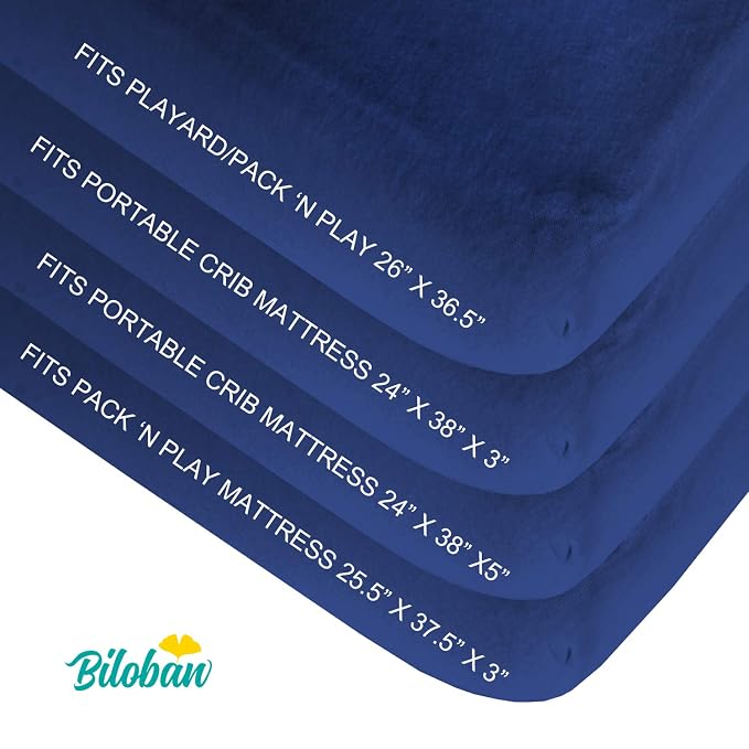 Biloban Pack and Play Sheets Fitted, 2 Pack Pack and Play Sheet Fits - Image 2