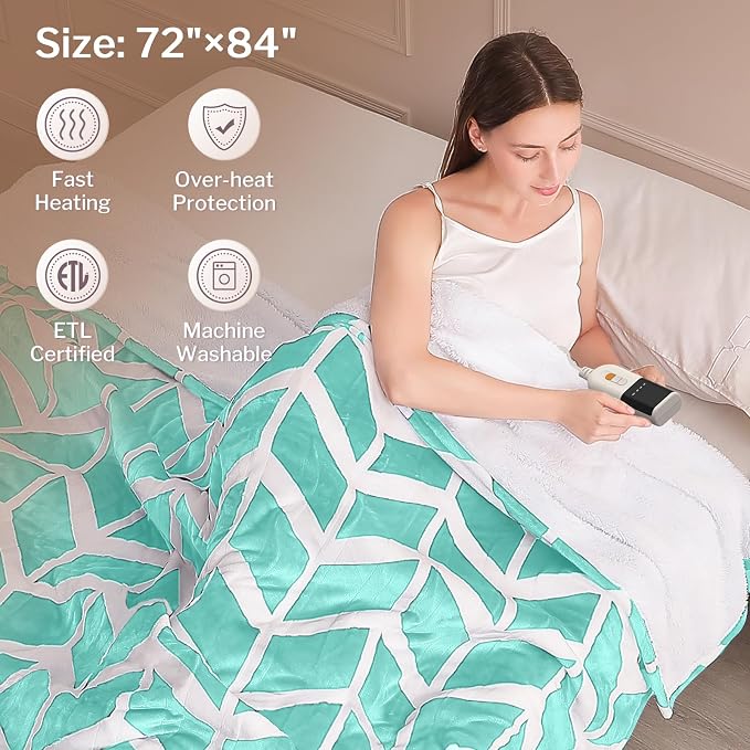 VENTIMI Electric Blanket Heated Throw, Fast Heating Blankets - Image 5
