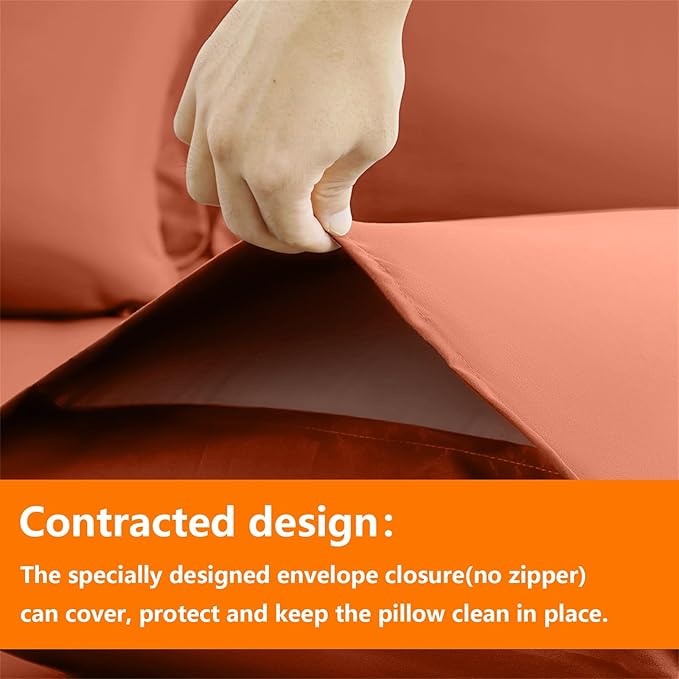 TAIMIT Burnt Orange Full Size Comforter Set - Image 4