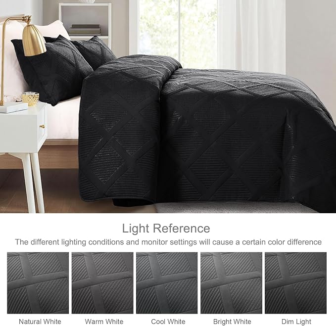 Exclusivo Mezcla Quilt Set Oversized King Size, 3 Pieces Black Cal King Quilt - Image 3