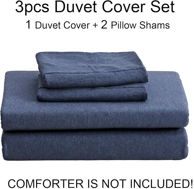 PURE ERA Jersey Knit Duvet Cover Set 100% T-Shirt Cotton Super Soft Comfy 3pc - Image 6