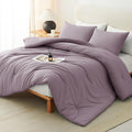 CozyLux King Size Comforter Set Dusty Purple, 3 Pieces Solid Comforters King by CozyLux