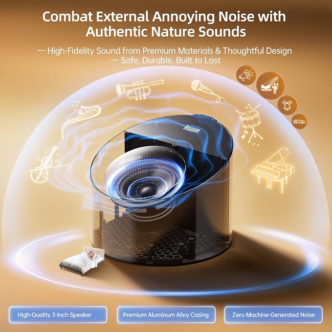 Sound Machine with Aroma Diffuser, Premium Metal Shell White Noise Machine - Image 3