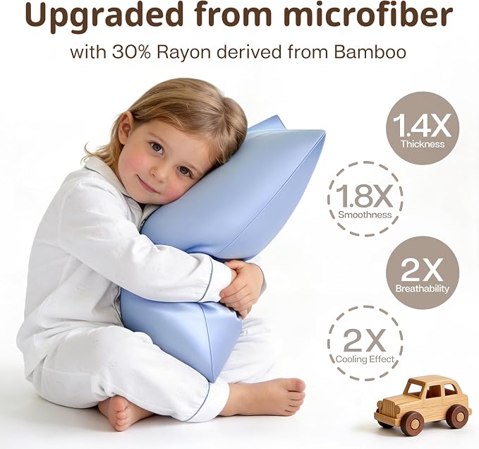 MR&HM Breathable Toddler Pillowcase 13"x18" Travel Pillow Case Set of 2 - Image 3