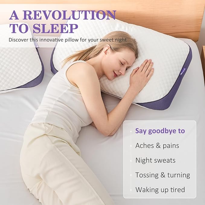HOMELAB Adjustable Shredded Memory Foam Pillow Queen Size, Cooling Bed Pillow - Image 7