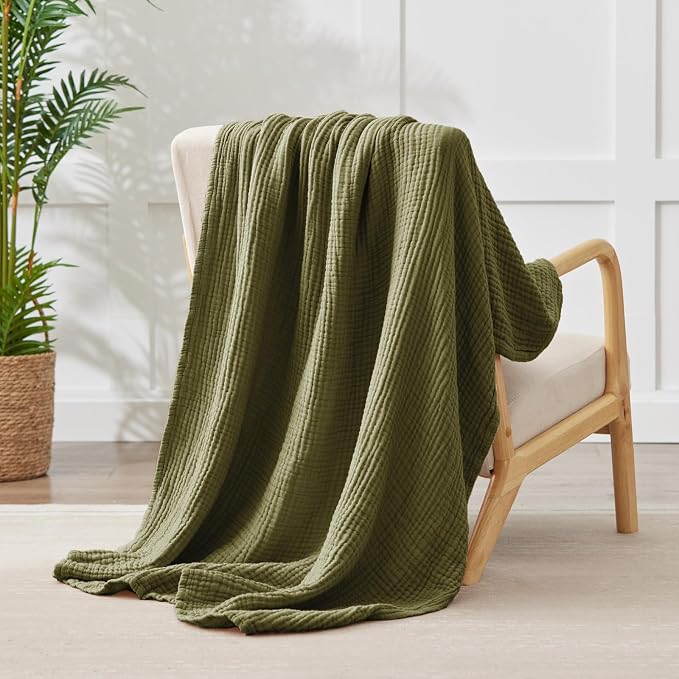 100% Cotton Muslin Blanket 40" x 40", Breathable and Lightweight Cotton Throw - Image 5