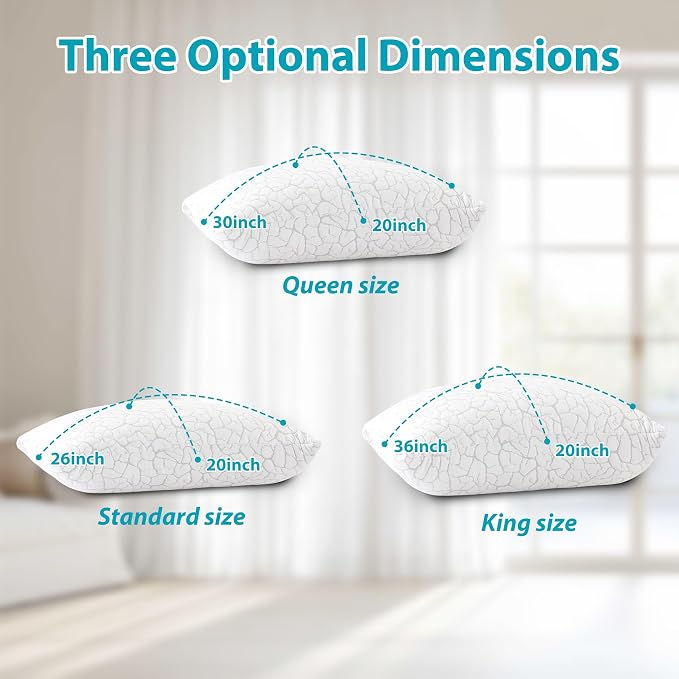 Cooling Pillows for Sleeping 2 Pack, Standard Size Adjustable Shredded Memory - Image 7