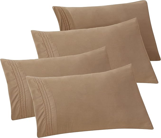 Elegant Comfort 4-PACK Solid Pillowcases 1500 Premium Hotel Quality Microfiber by ELEGANTCOMFORT