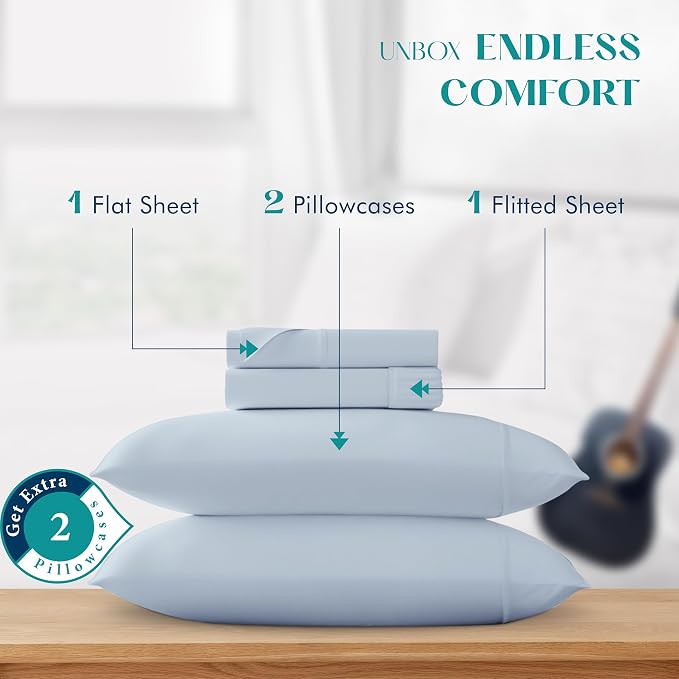 XOOX Linen 100% Egyptian Cotton Sheets California King Size - Image 3