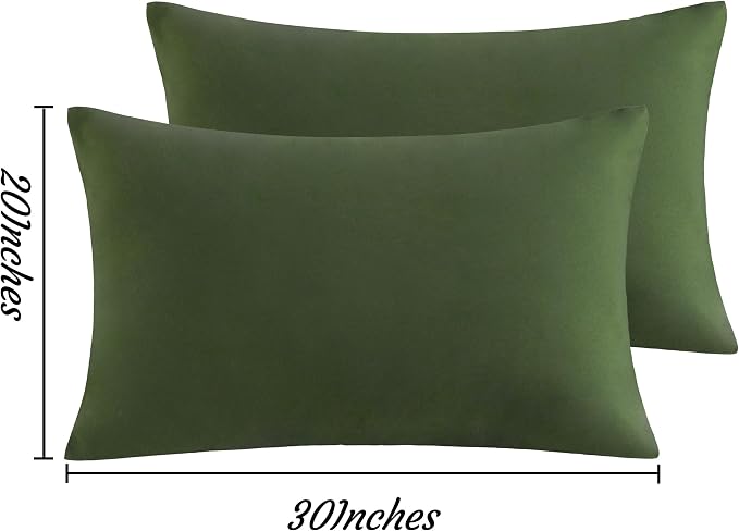 NTBAY Queen Pillow Cases Set, 2 Pack Brushed Microfiber 20x30 Inches, Olive - Image 3