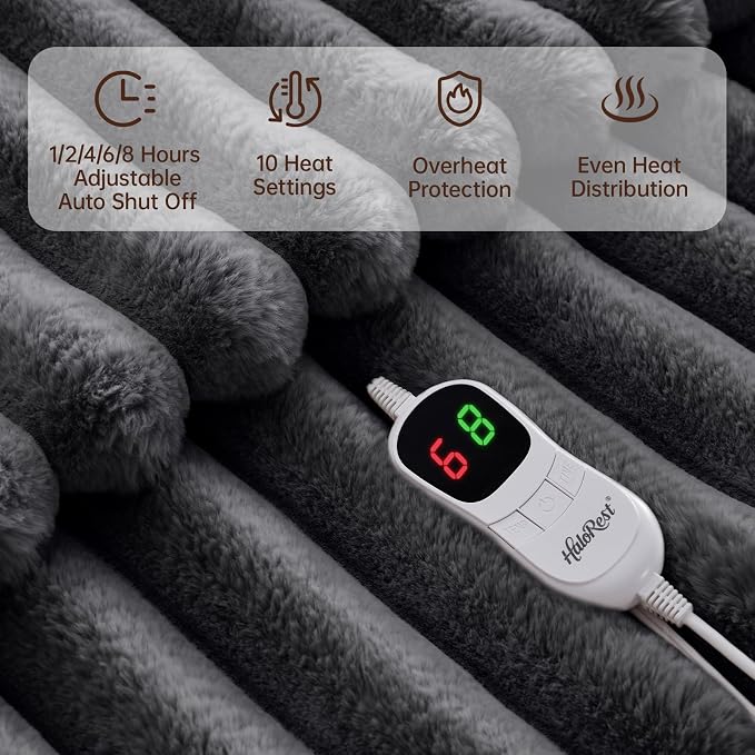 Heated Blanket Full Size, Faux Fur Cozy Heating Blanket - Image 3