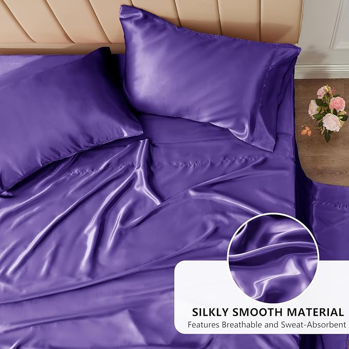 CozyLux Satin Sheets Twin Sheet Set - Image 3