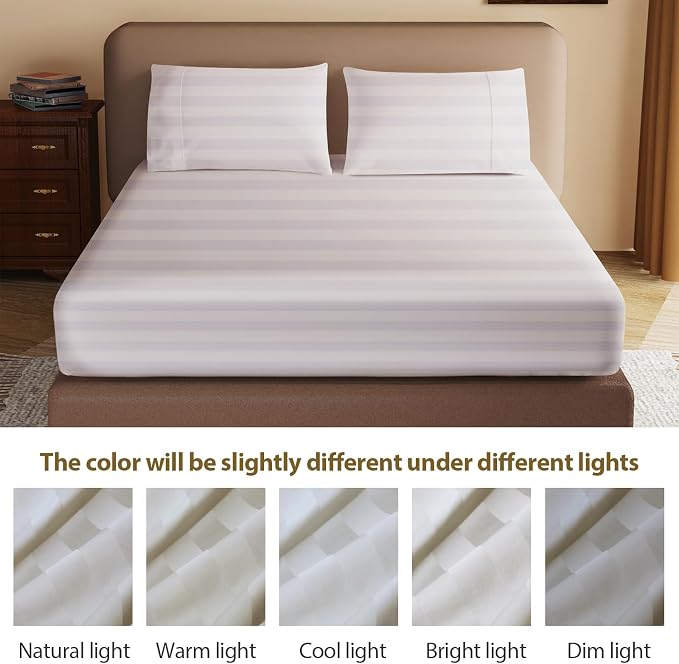 100% Egyptian Cotton Fitted Sheet Full Size, 600 Thread Count, Single Fitted - Image 7