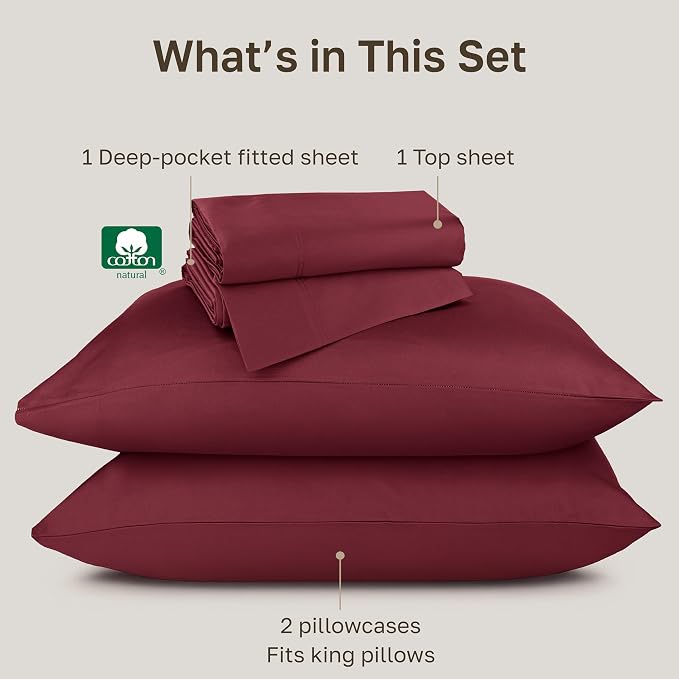 California Design Den Natural 100% Cotton Sheets King Size Deep Pocket Set - Image 4
