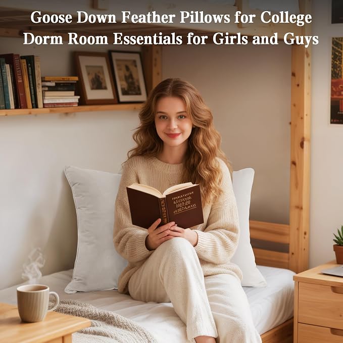 BHZ Goose Down Feather Standard/Queen Pillow, Luxury Hotel Collection Bed Pillow - Image 4