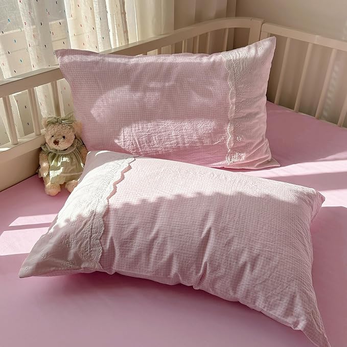 mixinni Pink Gingham Duvet Cover Full Size - Image 7