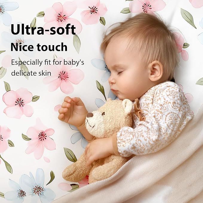 Baby Crib Sheets Girl, 3 Pack Toddler Bed Sheets Fit - Image 2