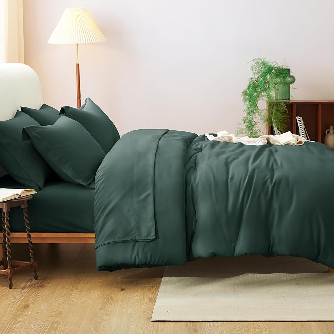 CozyLux Full Size Comforter Sets Forest Green, 7 Pieces Bed in a Bag Full - Image 8