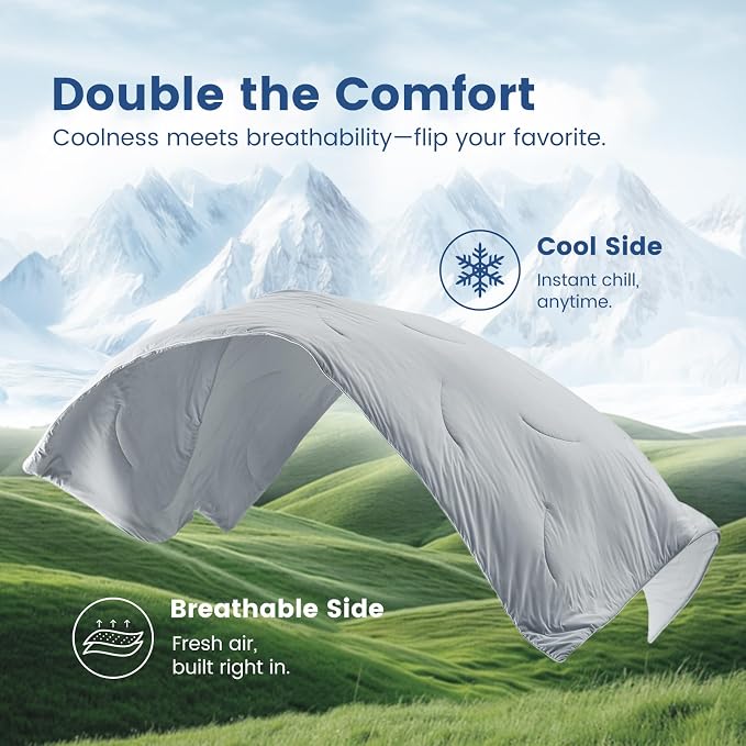 Cozy Bliss Cooling Comforter Twin Size, Reversible Lightweight Cooling Blankets - Image 9