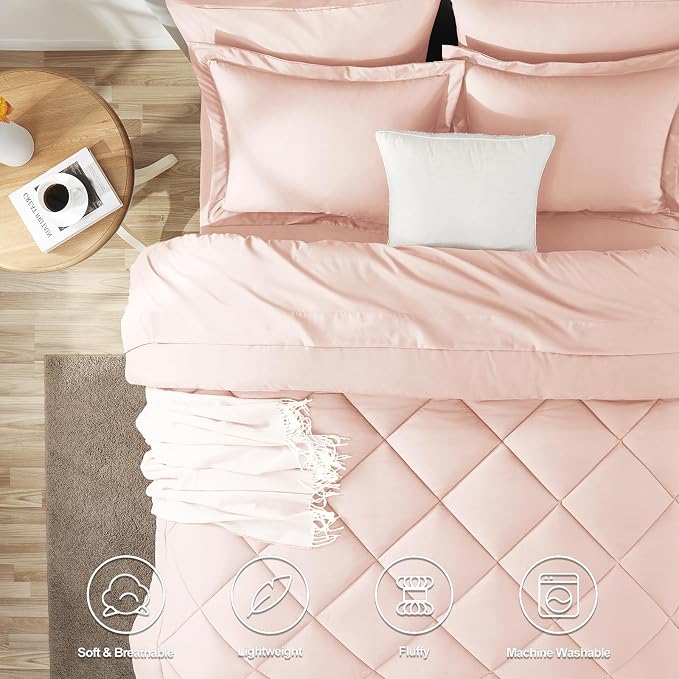 CozyLux Twin XL Comforter Set Blush Pink - Image 2