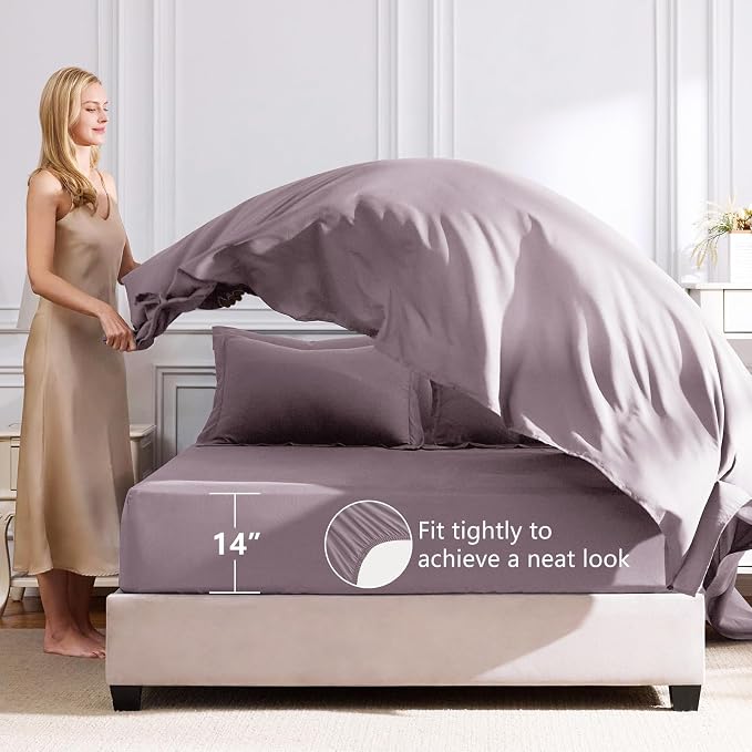 CozyLux Oversized King Comforter Set Dusty Purple, 7 Pieces Bed in a Bag - Image 5