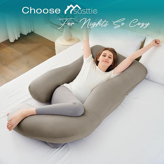 Sasttie Pregnancy Pillows for Sleeping, U Shaped Cooling Full Body Pillow - Image 7