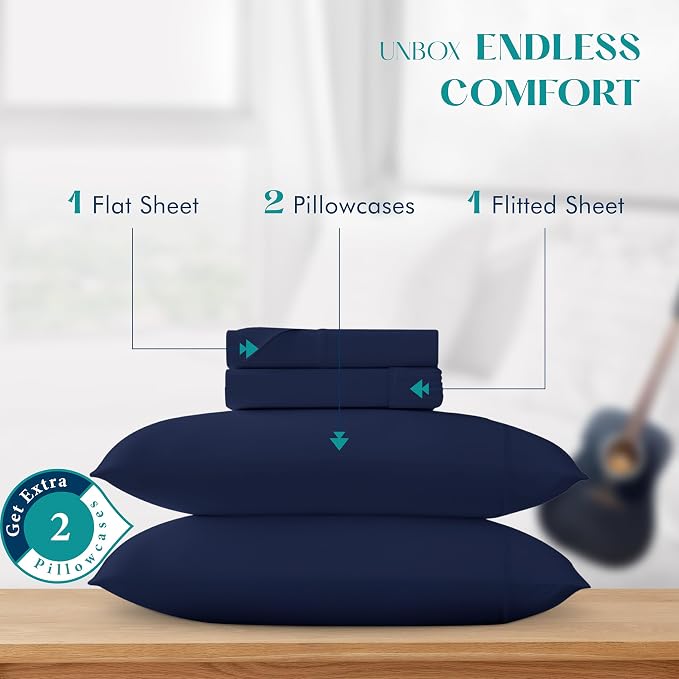 XOOX Linen 100% Egyptian Cotton Sheets California King Size - Image 3