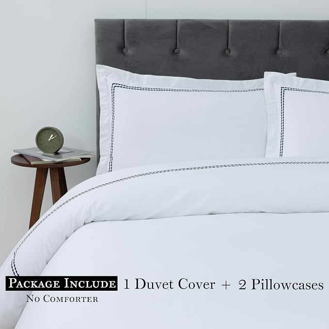 Dreamology White Duvet Cover Luxury Hotel Quality Bedding Set 100% Cotton - Image 4