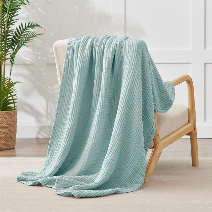 100% Cotton Muslin Blanket California King 120" x 90", 6 Layers Breathable and - Image 3
