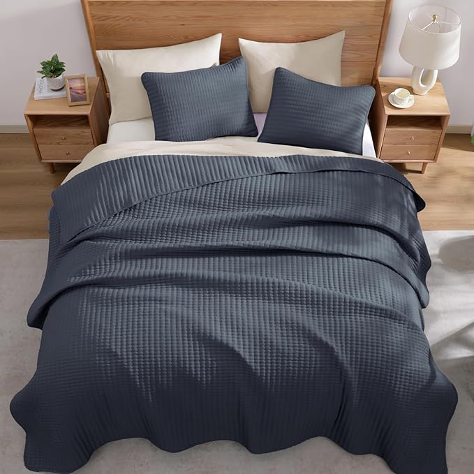 WRENSONGE Blue Grey California/Oversized King Size Quilt Bedding Set - Image 5
