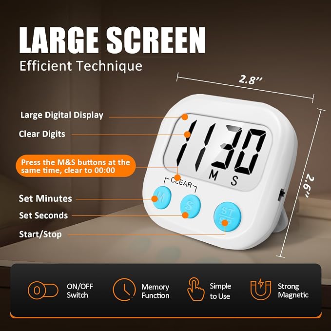 12 Pack Digital Kitchen Timers for Cooking Magnetic Timer for Cooking Loud - Image 4
