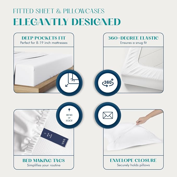 XOOX Linen 100% Egyptian Cotton Sheets California King Size - Image 4