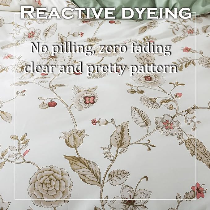 FADFAY Twin XL Duvet Cover Set Floral Bedding Set 100% Cotton College Bedding - Image 5