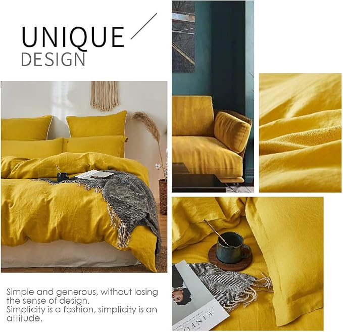 Simple&Opulence 100% Linen Duvet Cover Set 3pcs Basic Style Natural French - Image 5