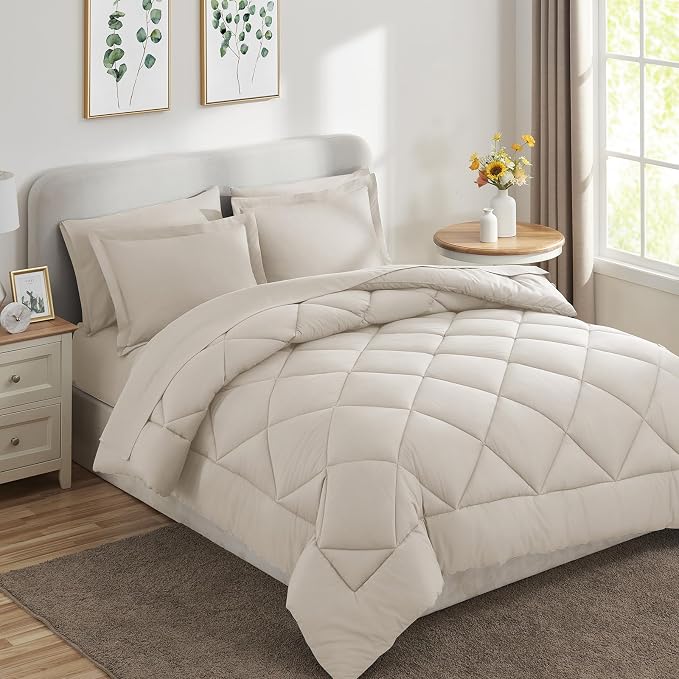 CozyLux California King Comforter Set Beige - Image 11