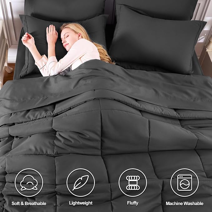 CozyLux Twin XL Comforter Set Dark Grey - Image 2